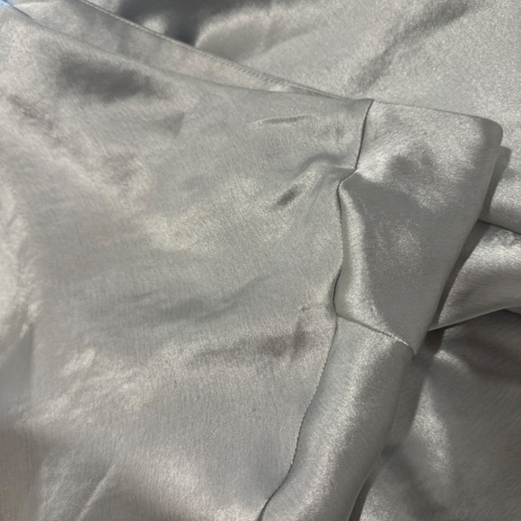 TOPSHOP NWT Silver Fishtail Asymmetric Hem Midi Satin Skirt 8 - Picture 10 of 12